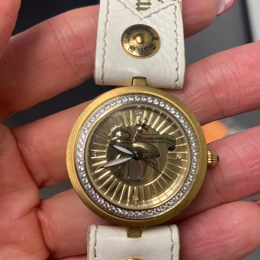 L.A.M.B. Crystal white/green watch Bloom To Perish NWT - Picture 6 of 8